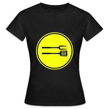 Grillzange Grillen Symbol - Frauen T-Shirt - Schwarz - Vorne - AI Model Female 172 dark (172cm)