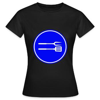 Grillzange Grillen Symbol - Frauen T-Shirt - Schwarz - Vorne - AI Model Female 172 dark (172cm)