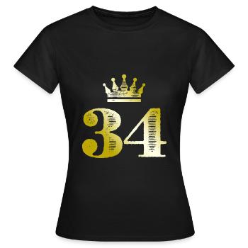 34 Chiffre Couronne Or - T-shirt Femme - noir - Devant - AI Model Female 172 dark (172cm)