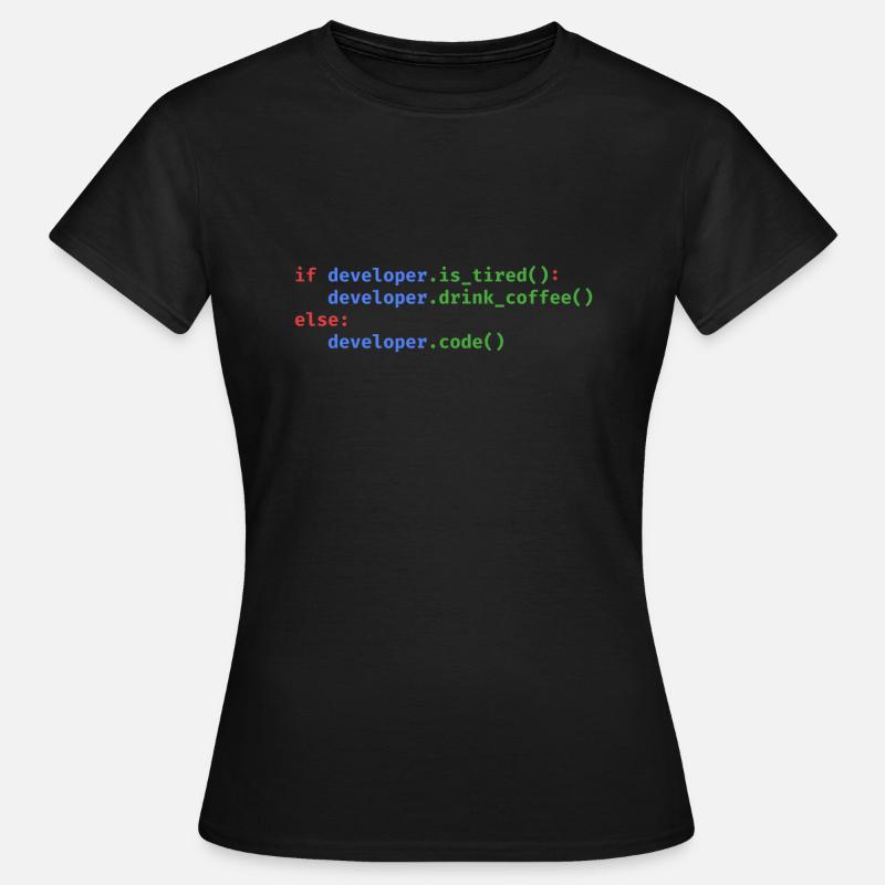Code Python Programmation Café Fatigué Drôle - T-shirt Femme - noir