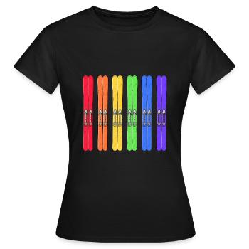 skifahrer lgbt-ski hüttengaudi alpin ski piste - Frauen T-Shirt - Schwarz - Vorne - AI Model Female 172 dark (172cm)
