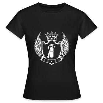 Bouclier extincteur - T-shirt Femme - noir - Devant - AI Model Female 172 dark (172cm)