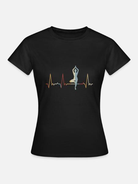 Herzschlag Yoga - Frauen T-Shirt - Schwarz