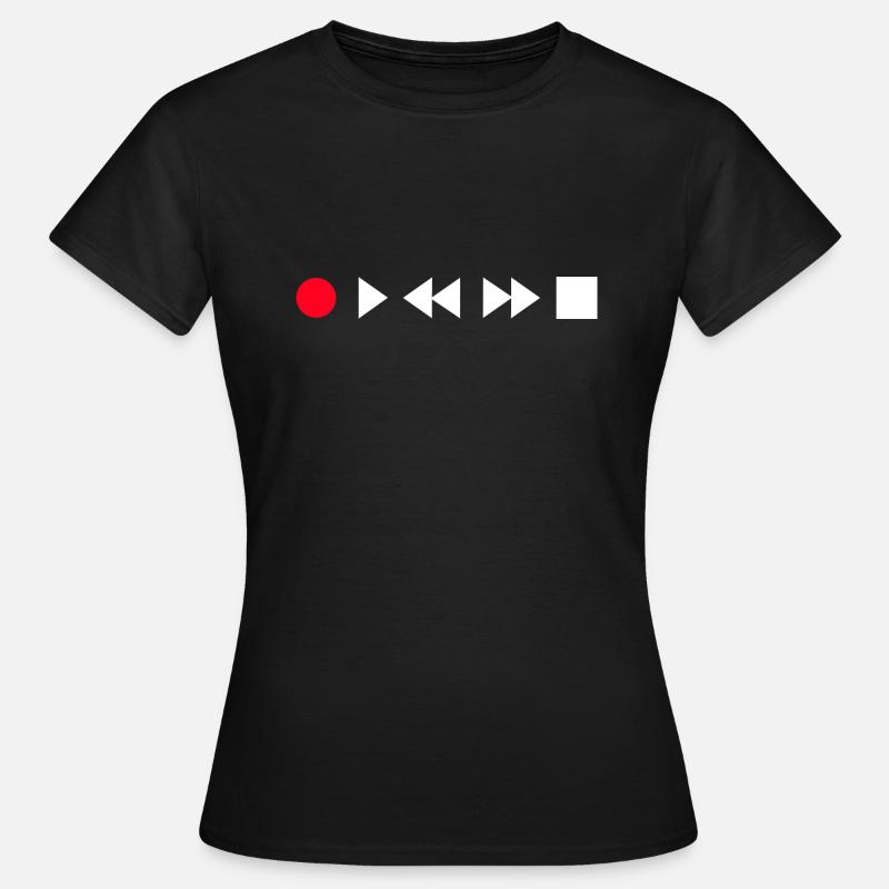 Record Play Rewind Fast Forward Stop - Women's T-Shirt - black