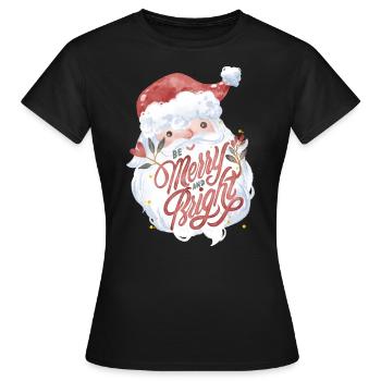 Sweet Santa Claus lettering Be Merry and Bright - Women's T-Shirt - black - Front - AI Model Female 172 dark (172cm)