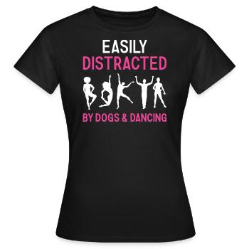 Danseur Facilement Distrait Par Les Chiens Et La Danse - T-shirt Femme - noir - Devant - AI Model Female 172 dark (172cm)