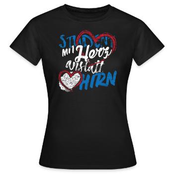 Étudiant avec le cœur au lieu du cerveau - T-shirt Femme - noir - Devant - AI Model Female 172 dark (172cm)