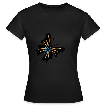 Schmetterling Butterfly Papillon dreifarbig - Frauen T-Shirt - Schwarz - Vorne - AI Model Female 172 dark (172cm)
