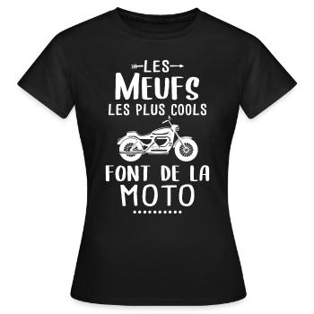 Meuf - Cool - Moto - Motard - Femme - Cadeau - T-shirt Femme - noir - Devant - AI Model Female 172 dark (172cm)