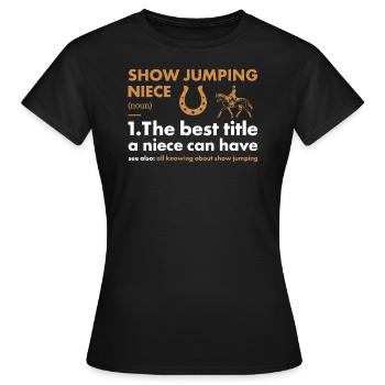 Saut d’obstacles Nièce Définition Saut d’obstacles - T-shirt Femme - noir - Devant - AI Model Female 172 dark (172cm)