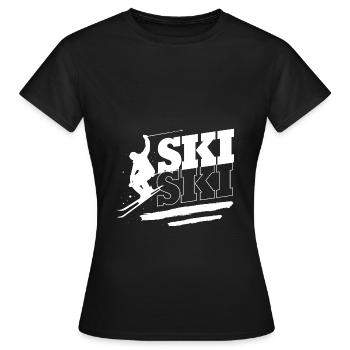 Ski Skiurlaub - Frauen T-Shirt - Schwarz - Vorne - AI Model Female 172 dark (172cm)