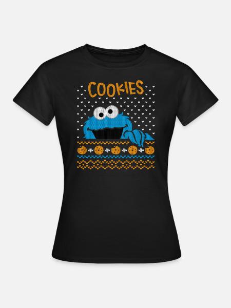 5 Rue Sésame Macaron Pull Moche de Noël - Dame-T-shirt - sort