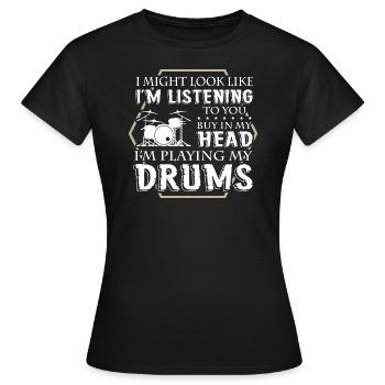 Batteur - T-shirt Femme - noir - Devant - AI Model Female 172 dark (172cm)