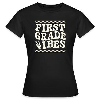 First Grade Vibes Checkerboard Design - Women's T-Shirt - black - Front - AI Model Female 172 dark (172cm)