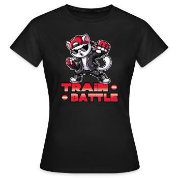 Train Battle Kampfkatze - Frauen T-Shirt - Schwarz - Vorne - AI Model Female 172 dark (172cm)