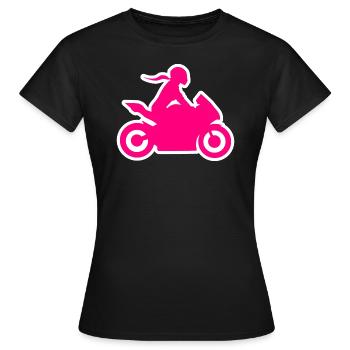 Motocycliste biker girl biker femme moto - T-shirt Femme - noir - Devant - AI Model Female 172 dark (172cm)