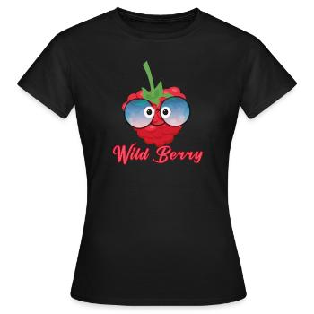 Baie sauvage,Baie sauvage,Framboise,Berry,Bande dessinée - T-shirt Femme - noir - Devant - AI Model Female 172 dark (172cm)