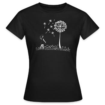 Mädchen mit Pusteblume - Frauen T-Shirt - Schwarz - Vorne - AI Model Female 172 dark (172cm)