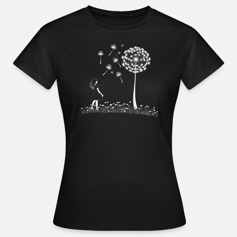 Mädchen mit Pusteblume - Frauen T-Shirt - Schwarz