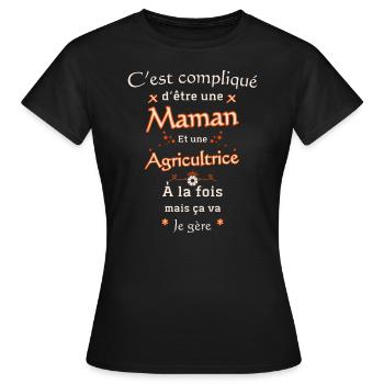 Maman et Agricultrice - T-shirt Femme - noir - Devant - AI Model Female 172 dark (172cm)