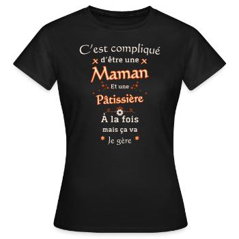 Maman et Pâtissière - T-shirt Femme - noir - Devant - AI Model Female 172 dark (172cm)