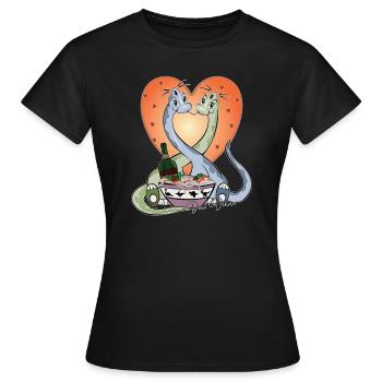 Dino Dinner - Frauen T-Shirt - Schwarz - Vorne - AI Model Female 172 dark (172cm)