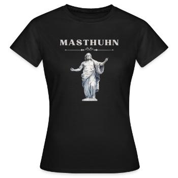 Masthuhn Bodybuilding Meme‑Statue Satire T‑Shirt - Frauen T-Shirt - Schwarz - Vorne - AI Model Female 172 dark (172cm)