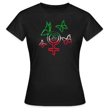 woman life freedom, schmetterlinge,iran,flagge - Frauen T-Shirt - Schwarz - Vorne - AI Model Female 172 dark (172cm)