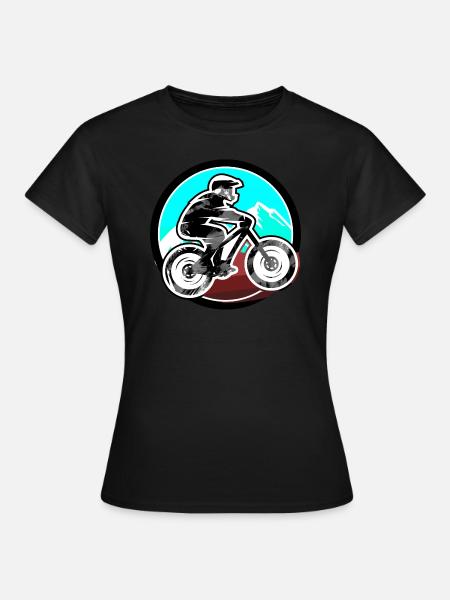 downhill,hügel,mountainbike,rad,radfahrer,graffiti - Frauen T-Shirt - Schwarz