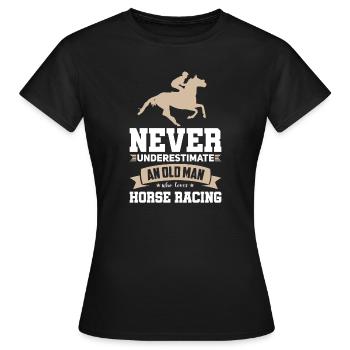 Courses de chevaux Vieux Homme Courses de chevaux - T-shirt Femme - noir - Devant - AI Model Female 172 dark (172cm)