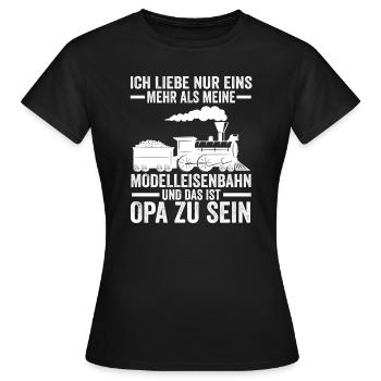 Modelleisenbahn Opa Modelleisenbahn Geschenk - Frauen T-Shirt - Schwarz - Vorne - AI Model Female 172 dark (172cm)
