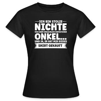 Nichte Nichten Onkel Geschenk - Frauen T-Shirt - Schwarz - Vorne - AI Model Female 172 dark (172cm)