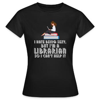 Bibliothek Bibliothekar Bibliotheken Geschenk - Frauen T-Shirt - Schwarz - Vorne - AI Model Female 172 dark (172cm)