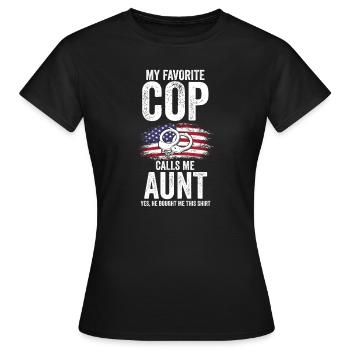 Cop Aunt Nephew Cop Aunt Family Geschenk - Frauen T-Shirt - Schwarz - Vorne - AI Model Female 172 dark (172cm)