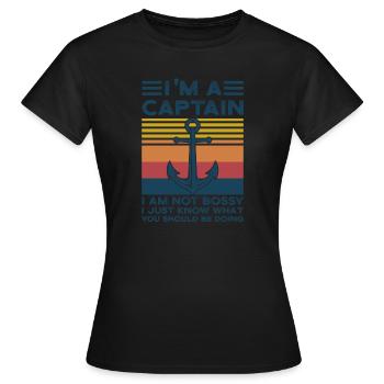 Kapitän Kapitäne Bootfahren Geschenk - Frauen T-Shirt - Schwarz - Vorne - AI Model Female 172 dark (172cm)