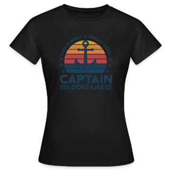 Kapitän Kapitäne Bootfahren Geschenk - Frauen T-Shirt - Schwarz - Vorne - AI Model Female 172 dark (172cm)