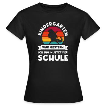 Schulkind Einhorn Schulbeginn Geschenk - Frauen T-Shirt - Schwarz - Vorne - AI Model Female 172 dark (172cm)