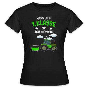 1.Klasse Traktor Schulstart Geschenk - Frauen T-Shirt - Schwarz - Vorne - AI Model Female 172 dark (172cm)