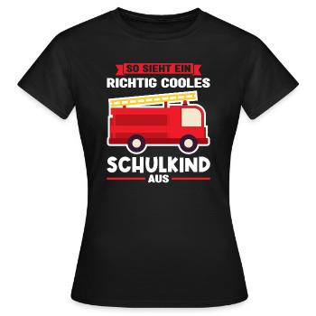 Schulkind Feuerwehr Schulbeginn Geschenk - Frauen T-Shirt - Schwarz - Vorne - AI Model Female 172 dark (172cm)