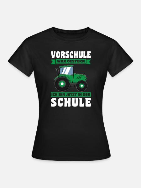 Schulkind Traktor Schulstart Geschenk - Frauen T-Shirt - Schwarz