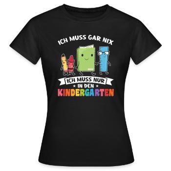 Kindergarten Anfang Kita-Anfänger Geschenk - Frauen T-Shirt - Schwarz - Vorne - AI Model Female 172 dark (172cm)