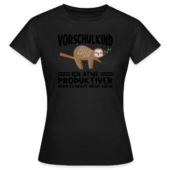Vorschule Faultier Schulbeginn Geschenk - Frauen T-Shirt - Schwarz - Vorne - AI Model Female 172 dark (172cm)