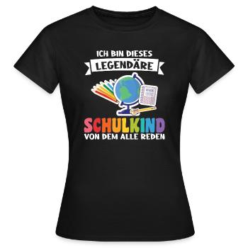 Schulkind Schulanfang Schulbeginn Geschenk - Frauen T-Shirt - Schwarz - Vorne - AI Model Female 172 dark (172cm)