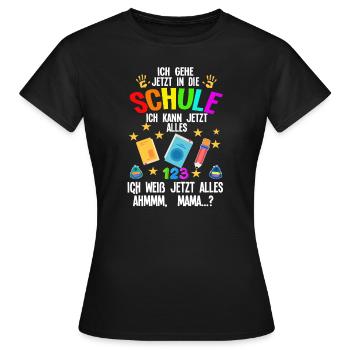 Schulkind Schulanfang Schulanfänger Geschenk - Frauen T-Shirt - Schwarz - Vorne - AI Model Female 172 dark (172cm)
