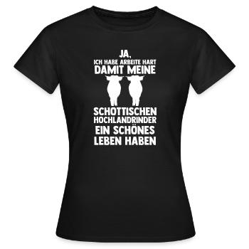 Hochlandrind Zucht Hochlandrind Züchter Geschenk - Frauen T-Shirt - Schwarz - Vorne - AI Model Female 172 dark (172cm)