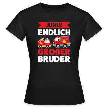 Großer Bruder Feuerwehr Grosser Bruder Geschenk - Frauen T-Shirt - Schwarz - Vorne - AI Model Female 172 dark (172cm)