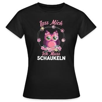 Eule Vogel Schaukeln Geschenk - Frauen T-Shirt - Schwarz - Vorne - AI Model Female 172 dark (172cm)