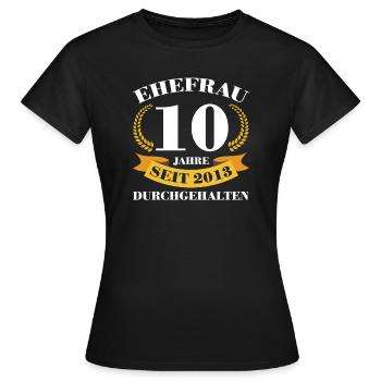 10. Hochzeitstag Ehefrau Rosenhochzeit Geschenk - Frauen T-Shirt - Schwarz - Vorne - AI Model Female 172 dark (172cm)