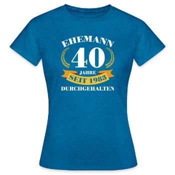 40. Hochzeitstag Ehemann Rubinhochzeit Geschenk - Frauen T-Shirt - Antikblaues Saphir meliert - Vorne - AI Model Female 172 dark (172cm)