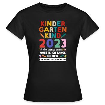 Kindergarten 2023 Anfang Kita-Anfang Geschenk - Frauen T-Shirt - Schwarz - Vorne - AI Model Female 172 dark (172cm)